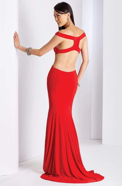 Clarisse 3457 Sheath Off-Shoulder Floor-Length Blend Dress