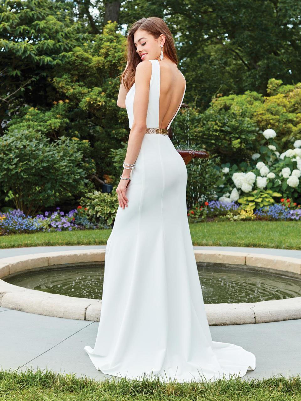 Clarisse 3482 Sheath Open-Back Floor-Length Blend Dress