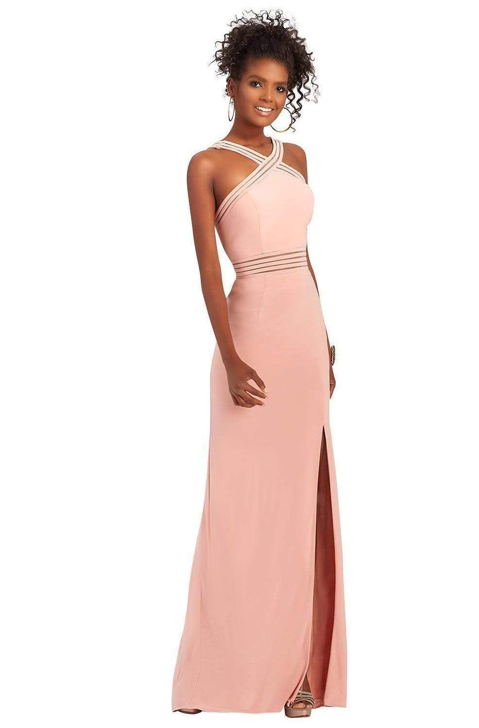 Clarisse 3483 Sheath Halter Slit Floor-Length Blend Dress