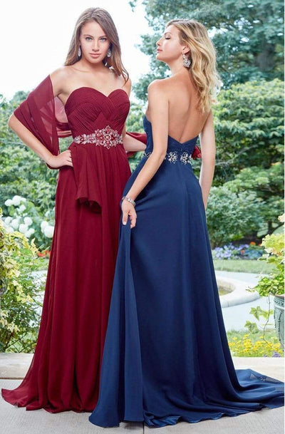 Clarisse 3523 Strapless Beaded Open-Back Floor-Length Chiffon Dress