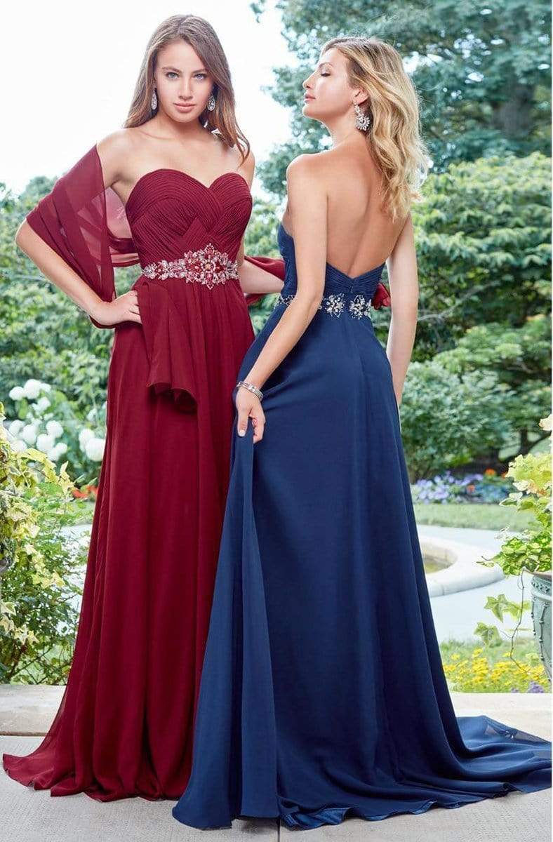 Clarisse 3523 Strapless Beaded Open-Back Floor-Length Chiffon Dress