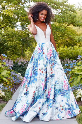 Clarisse 3538 Evening Formal Prom V-Neck Floor-Length Mikado Dress