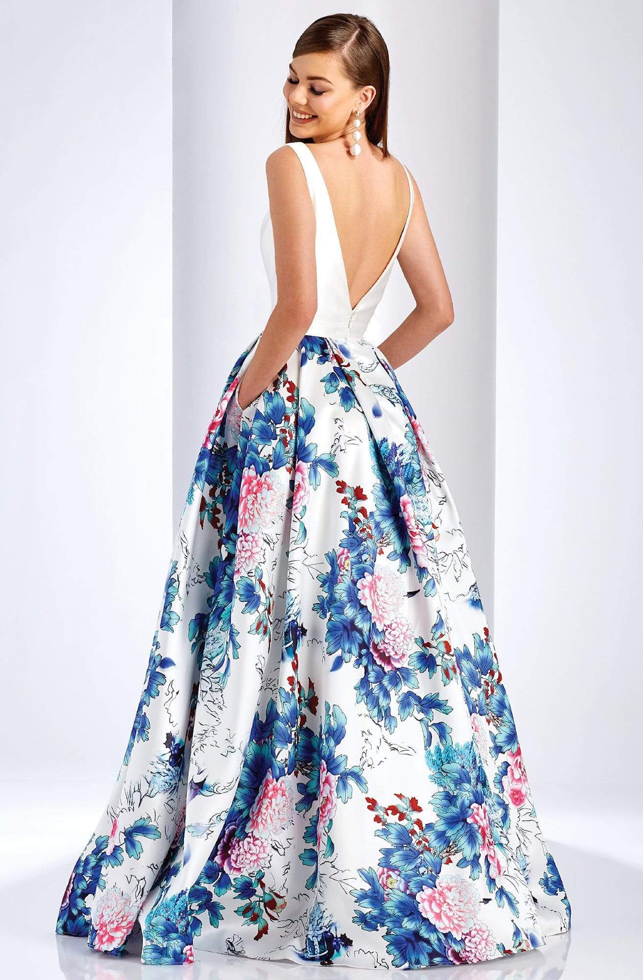 Clarisse 3538 Evening Formal Prom V-Neck Floor-Length Mikado Dress