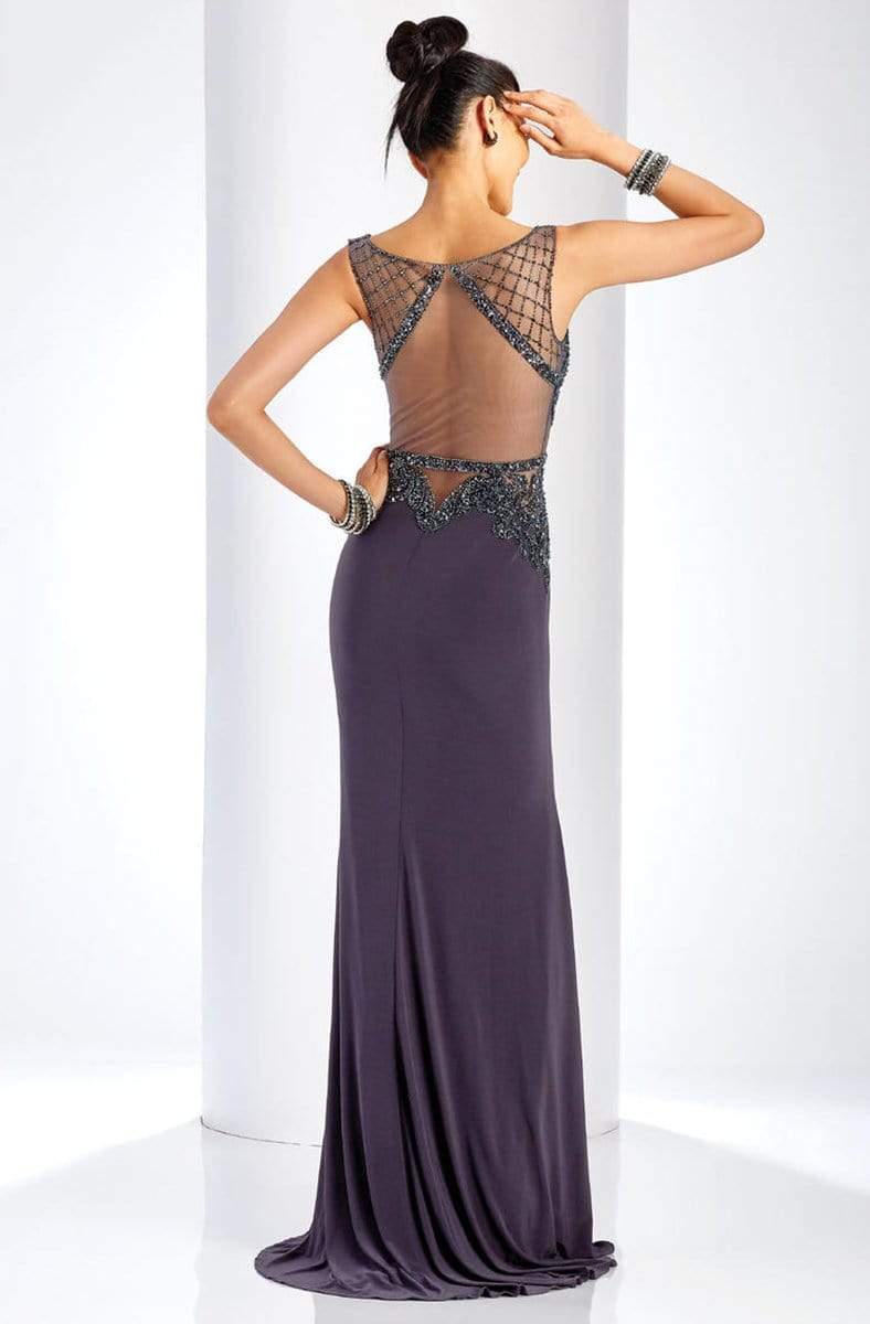 Clarisse - 3542 Embellished Sheer Sheath Dress Special Occasion Dress 0 / Charcoal