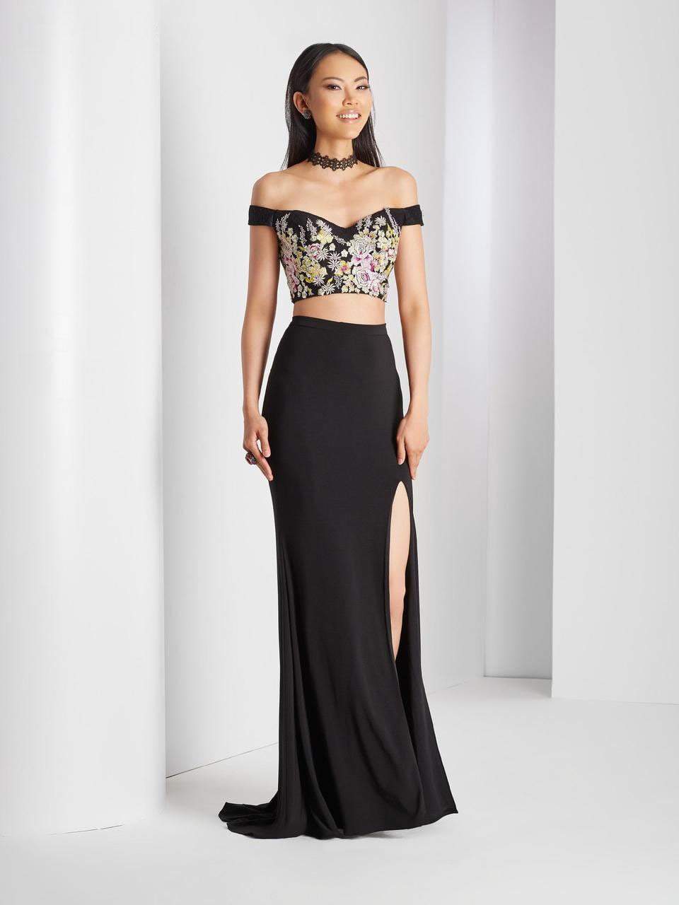 Evening Two-Piece Off-Shoulder Slit Blend Dress 3556 by Clarisse