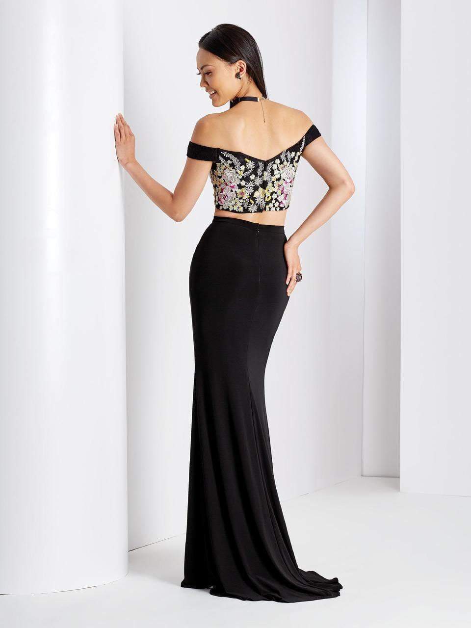 Clarisse 3556 Evening Two-Piece Off-Shoulder Slit Blend Dress
