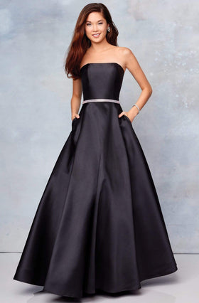 Clarisse 3739 Prom A-Line Strapless Open-Back Floor-Length Mikado Dress
