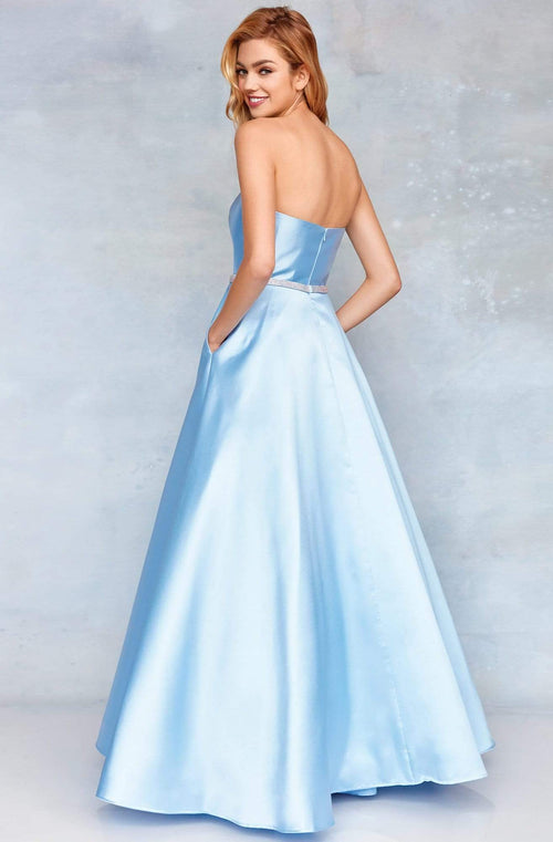 Clarisse 3739 Prom A-Line Strapless Open-Back Floor-Length Mikado Dress