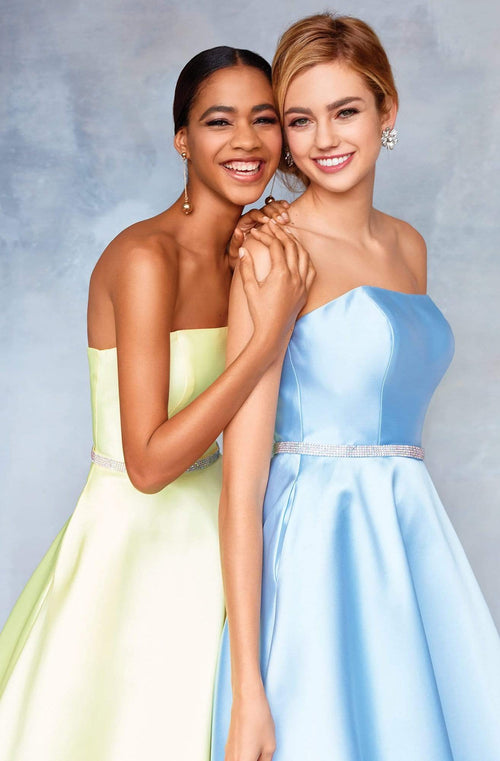 Clarisse 3739 Prom A-Line Strapless Open-Back Floor-Length Mikado Dress