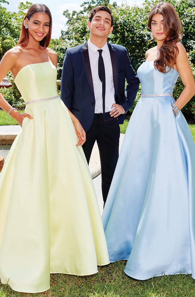 Clarisse 3739 Prom A-Line Strapless Open-Back Floor-Length Mikado Dress