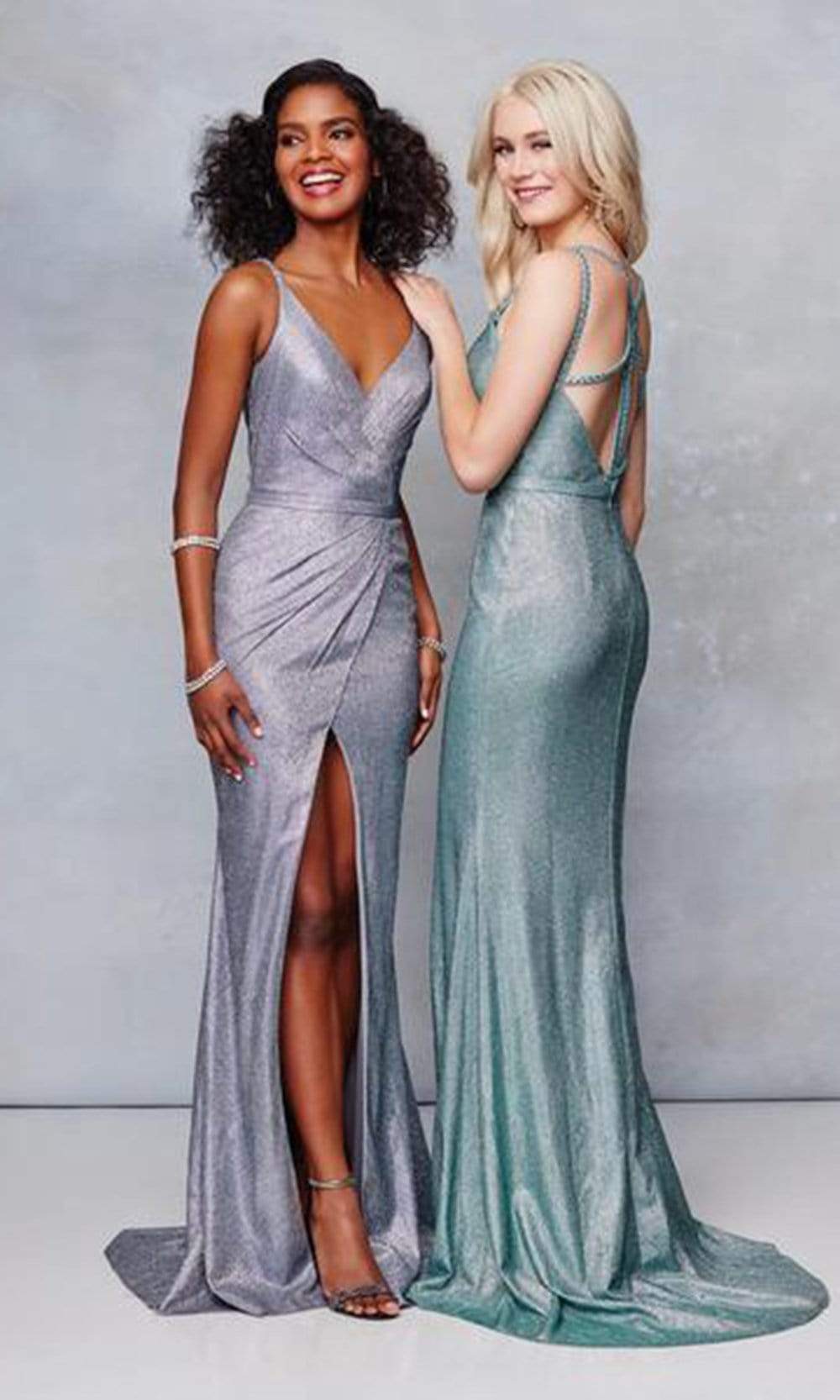 Clarisse 3766 Prom Sheath V-Neck Open-Back Floor-Length Blend Dress