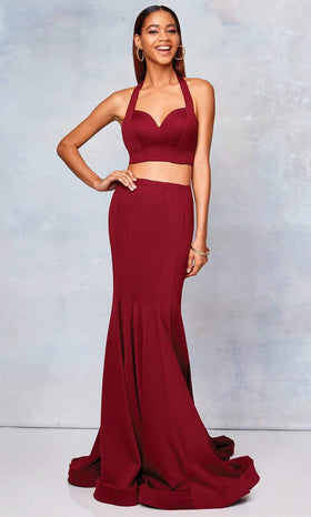 Clarisse 3773 Prom Mermaid Halter Open-Back Floor-Length Jersey Dress