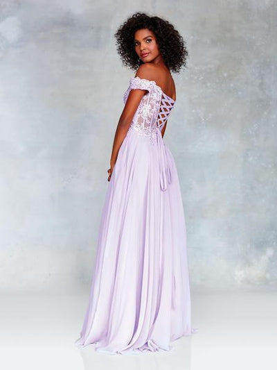 Clarisse 3774 Prom A-Line Off-Shoulder Beaded Floor-Length Chiffon Dress
