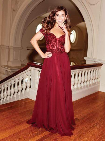 Clarisse 3774 Prom A-Line Off-Shoulder Beaded Floor-Length Chiffon Dress