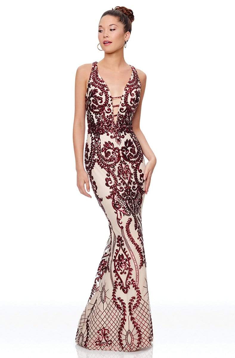 Clarisse 3797 Prom Mermaid V-Neck Sequin Floor-Length Sequin Dress