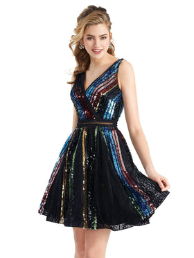 Clarisse 3948 Formal A-Line V-Neck Sequin Lace Floor-Length Lace Dress