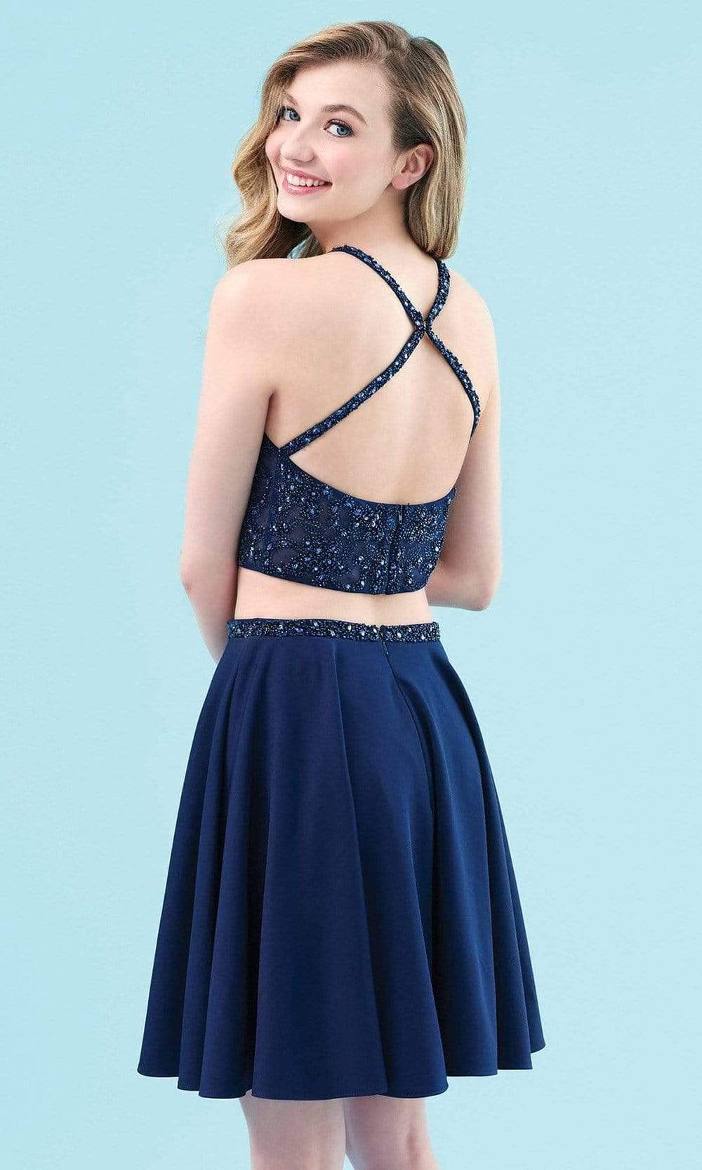 Clarisse 3958 Formal A-Line Halter Beaded Floor-Length Chiffon Dress
