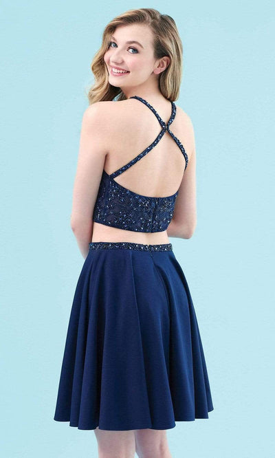 Clarisse 3958 Formal A-Line Halter Beaded Floor-Length Chiffon Dress