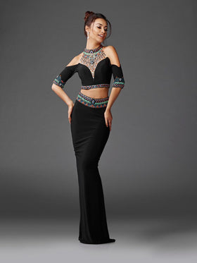 Clarisse 4920 Evening Sheath Open-Back Floor-Length Blend Dress