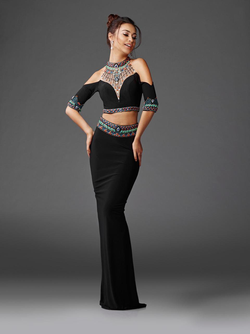 Clarisse 4920 Evening Sheath Open-Back Floor-Length Blend Dress