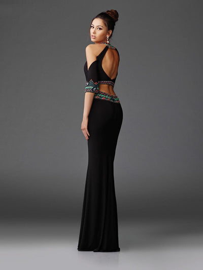 Clarisse 4920 Evening Sheath Open-Back Floor-Length Blend Dress