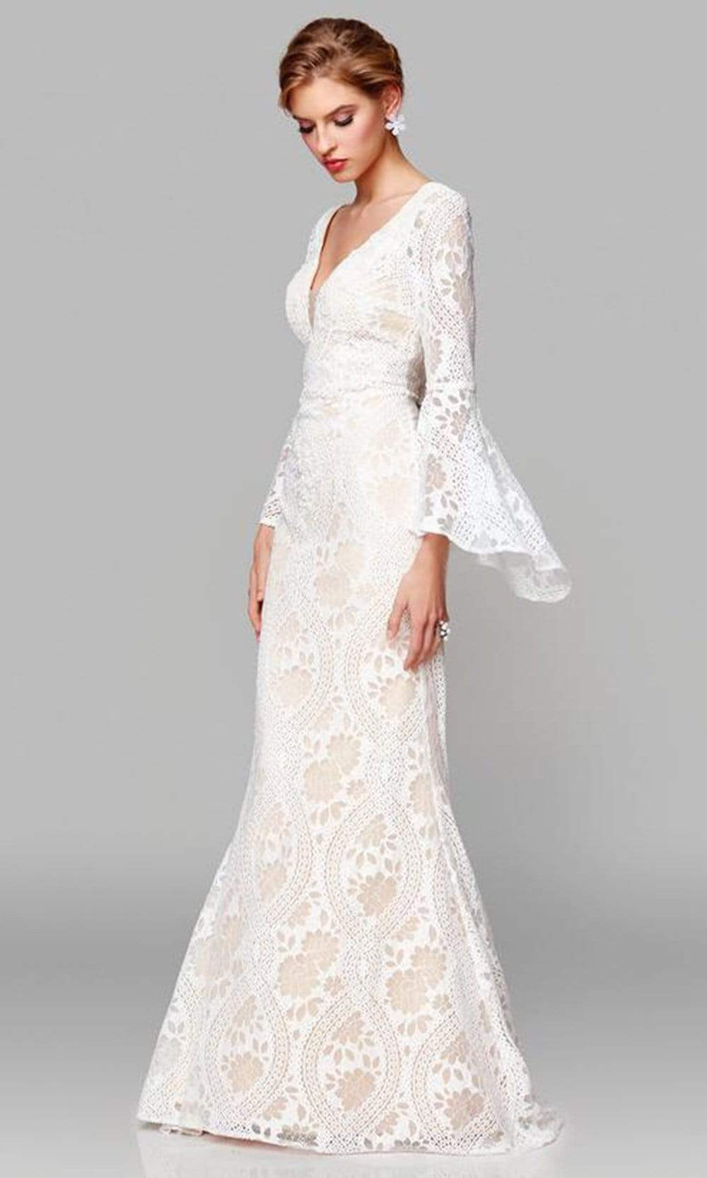 Clarisse 600101 Formal Evening V-Neck Lace Floor-Length Lace Dress