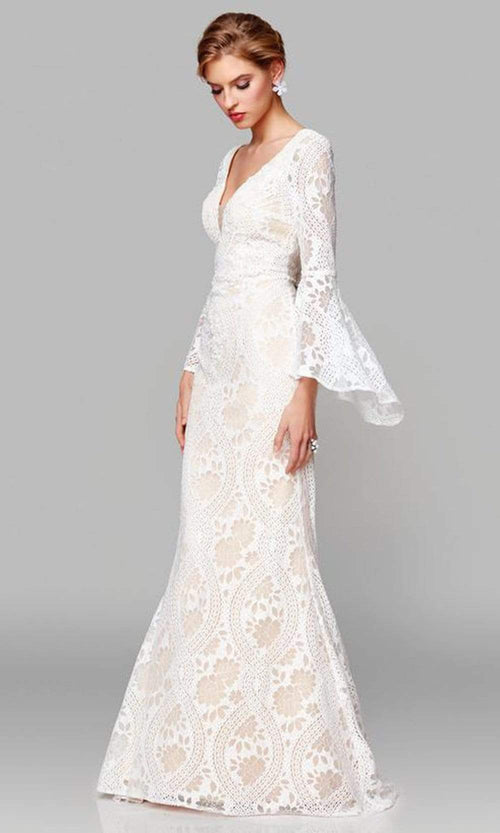 Clarisse 600101 Formal Evening V-Neck Lace Floor-Length Lace Dress
