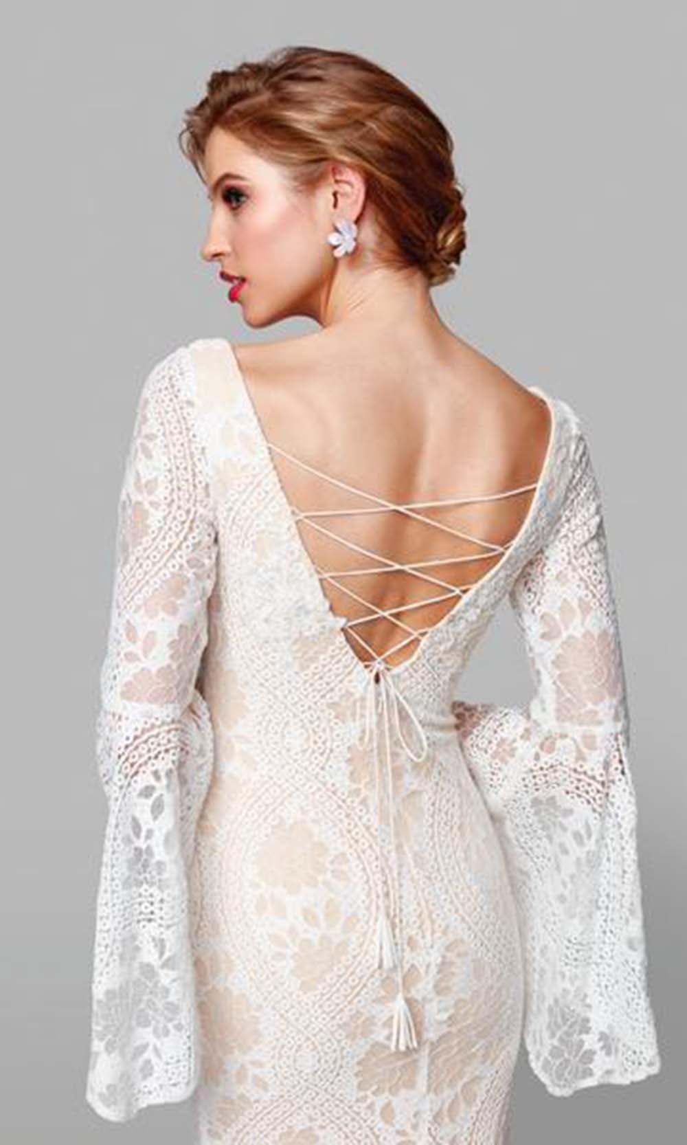 Clarisse 600101 Formal Evening V-Neck Lace Floor-Length Lace Dress