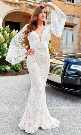 Clarisse 600101 Formal Evening V-Neck Lace Floor-Length Lace Dress
