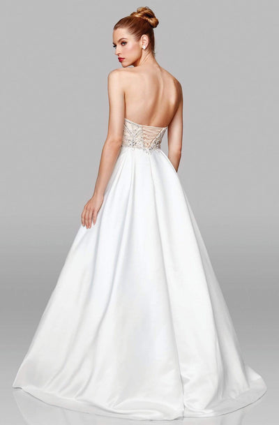 Clarisse 600157 Evening A-Line Strapless Beaded Floor-Length Satin Dress