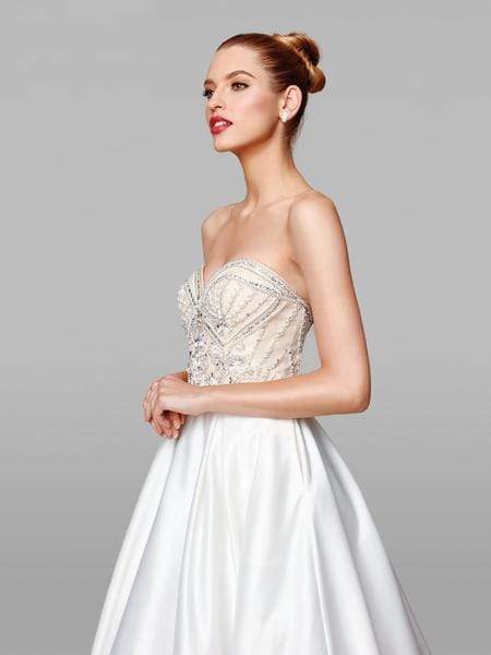 Clarisse 600157 Evening A-Line Strapless Beaded Floor-Length Satin Dress