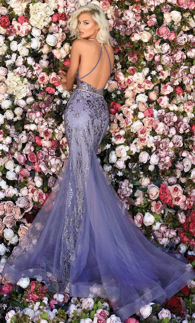 Clarisse 800231 Mermaid Halter Sequin Beaded Floor-Length Sequin Dress