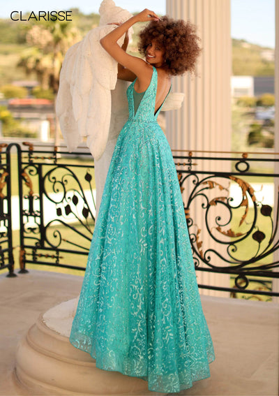 Clarisse 800309 A-Line V-Neck Sequin Beaded Floor-Length Sequin Dress