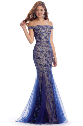 Clarisse 8014 Sheath Off-Shoulder Sequin Lace Floor-Length Lace Dress