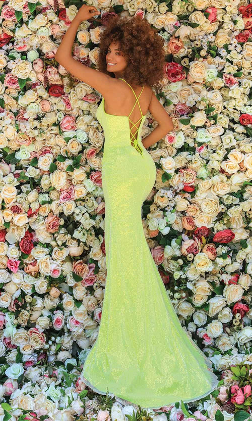 Clarisse 810237 Mermaid V-Neck Sequin Lace Limited Floor-Length Lace Dress