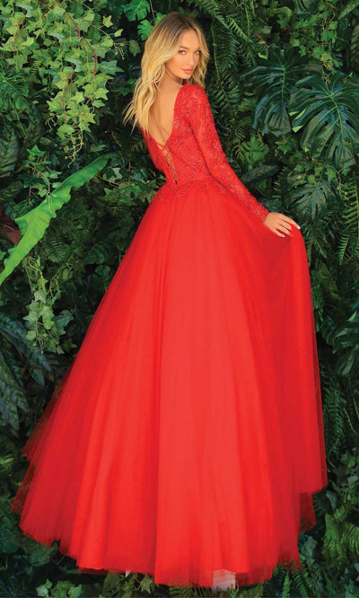 Clarisse 810289 Evening A-Line V-Neck Lace Floor-Length Tulle Dress