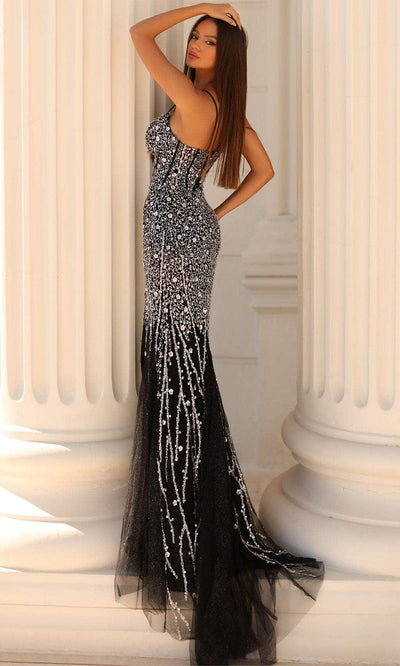 Clarisse 810469 Sheath V-Neck Beaded Lace One-Of-A-Kind Lace Dress