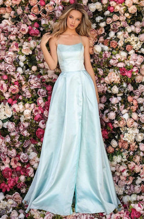 Clarisse 8105 Evening A-Line Slit Glitter Floor-Length Blend Dress