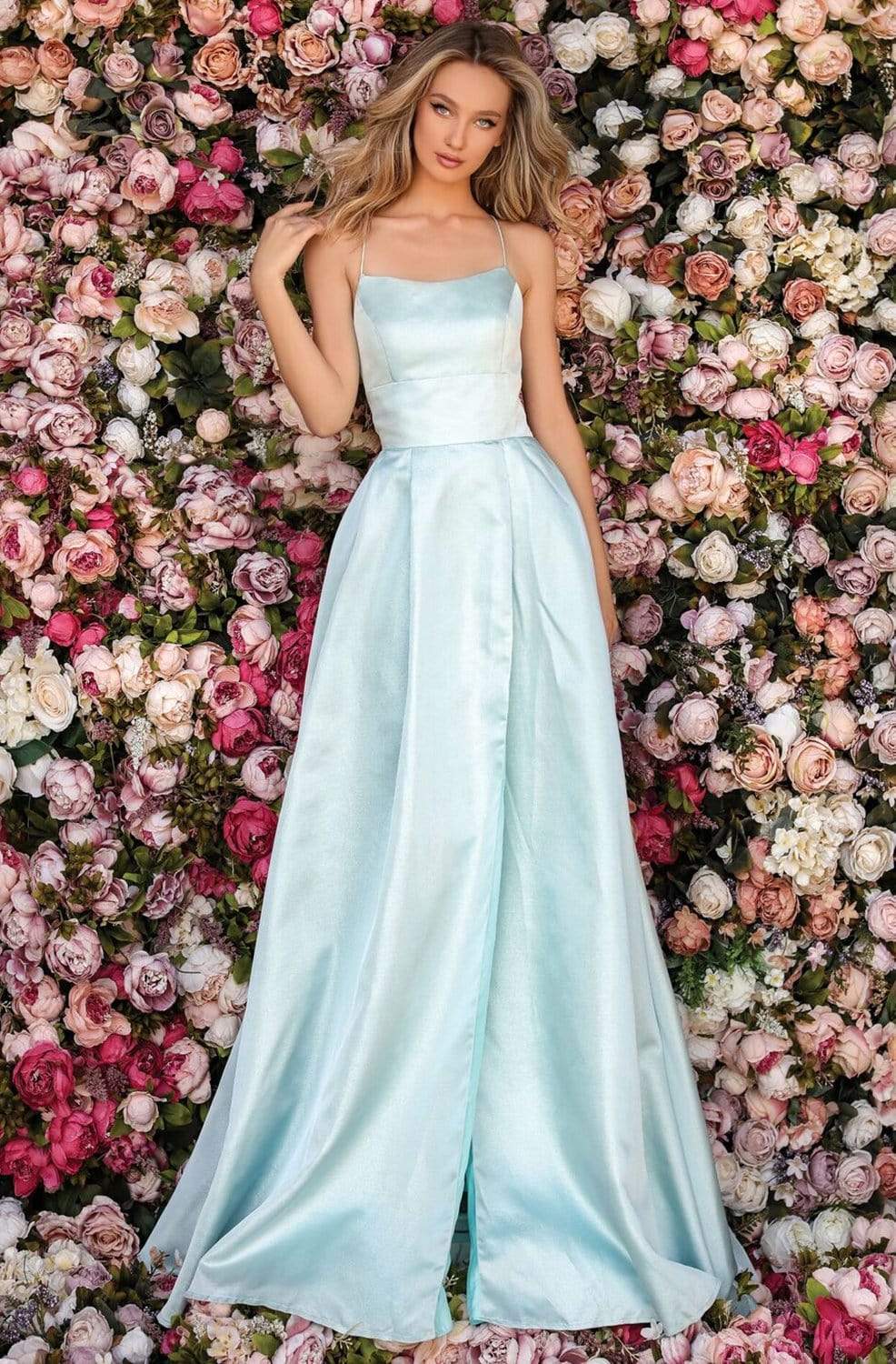 Evening A-Line Slit Glitter Floor-Length Blend Gown 8105 by Clarisse