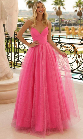 Clarisse 810503 Formal V-Neck Lace Floor-Length Tulle Dress