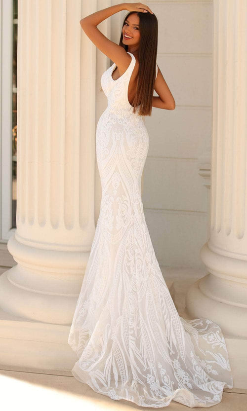 Clarisse 810584 Mermaid V-Neck Sequin Lace Limited Floor-Length Lace Dress
