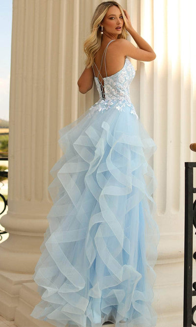 Clarisse 810593 Formal A-Line V-Neck Sequin Lace Floor-Length Tulle Dress
