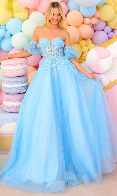 Clarisse 810721 - Applique Corset Prom Gown Special Occasion Dress 00 / Light Blue