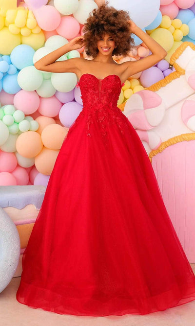 Clarisse 810721 - Applique Corset Prom Gown Special Occasion Dress 00 / Red