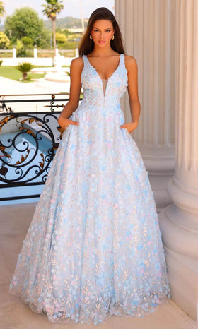 Clarisse 810723 Prom A-Line V-Neck Sequin Floor-Length Sequin Dress
