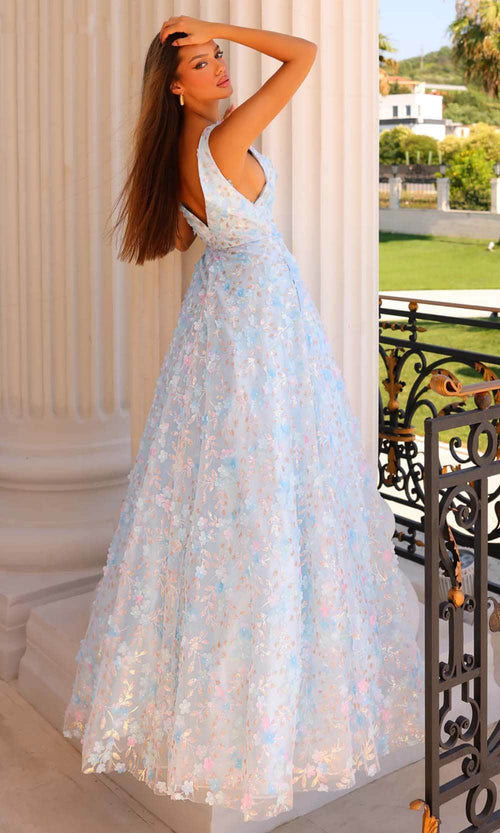 Clarisse 810723 Prom A-Line V-Neck Sequin Floor-Length Sequin Dress