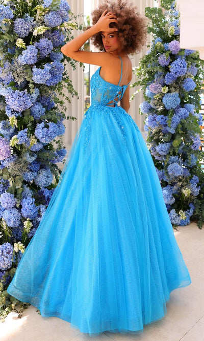 Clarisse 810784 A-Line V-Neck Sequin Beaded Floor-Length Tulle Dress