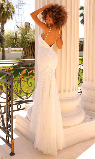 Clarisse 810804 Mermaid V-Neck Sequin Beaded Floor-Length Tulle Dress