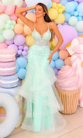 Clarisse 810816 V-Neck Sequin Corset Open-Back One-Of-A-Kind Sequin Dress