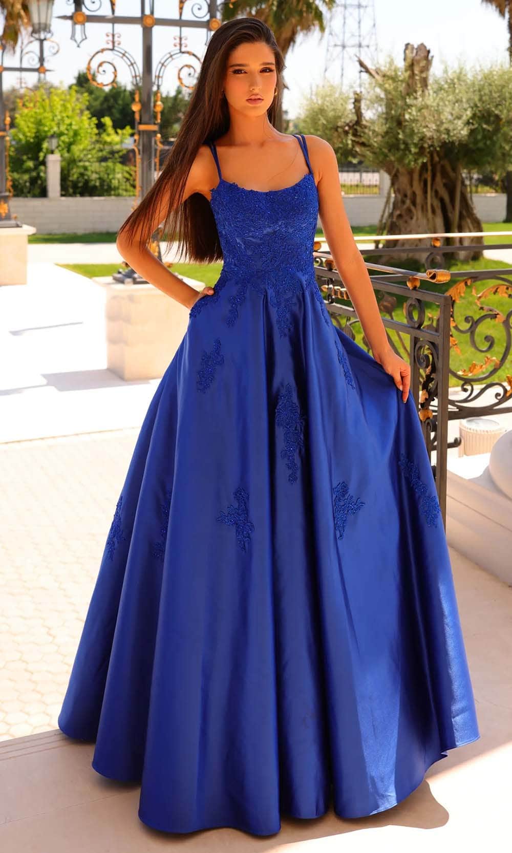 Clarisse 810878 - Applique Scoop Prom Gown Prom Dresses 00 / Deep Royal